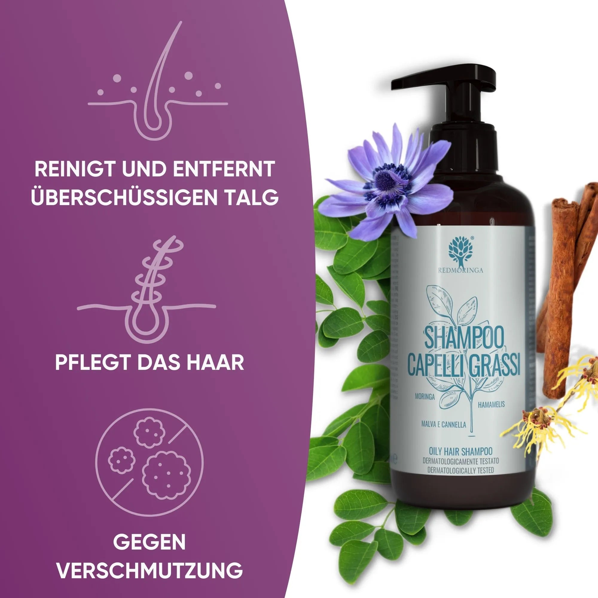 RedMoringa Trattamento Capelli Forti Anti Grasso kit moringa