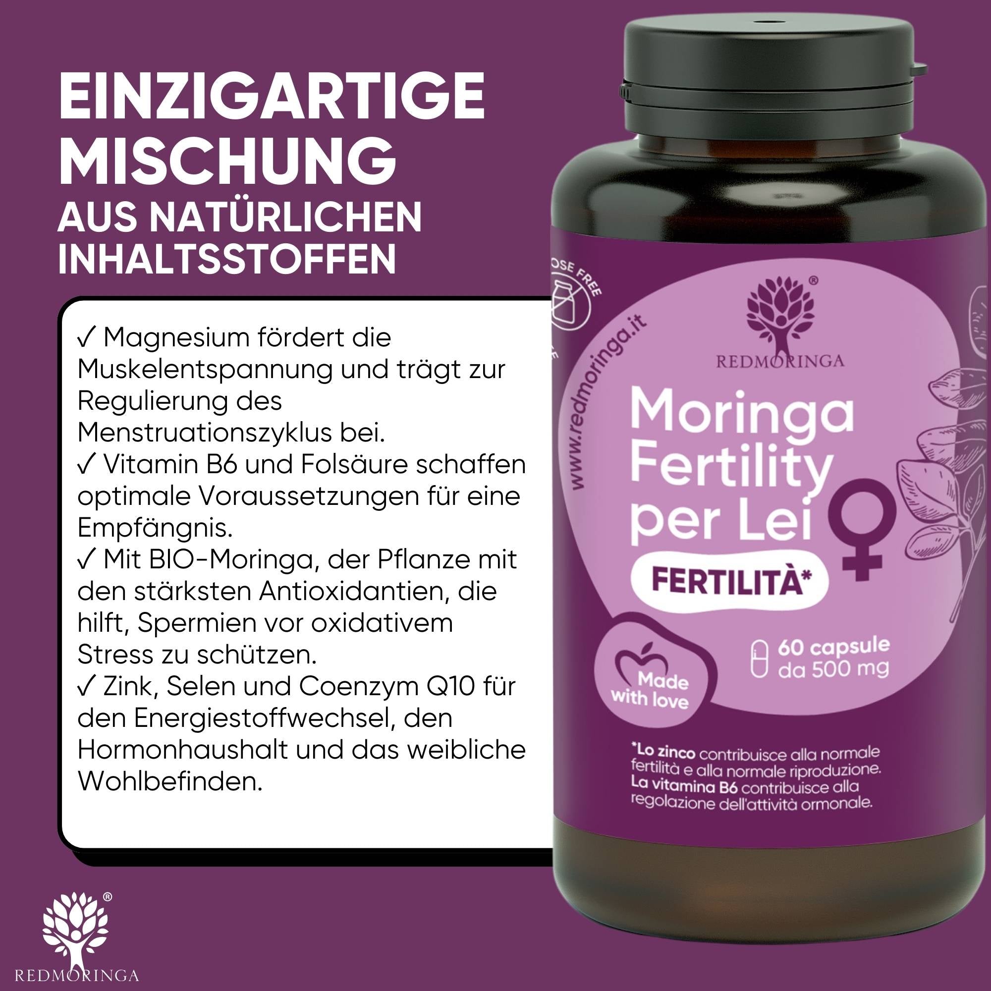 RedMoringa Fertility Lei Integratore Donna 1 Flacone Q10 Resveratrolo
