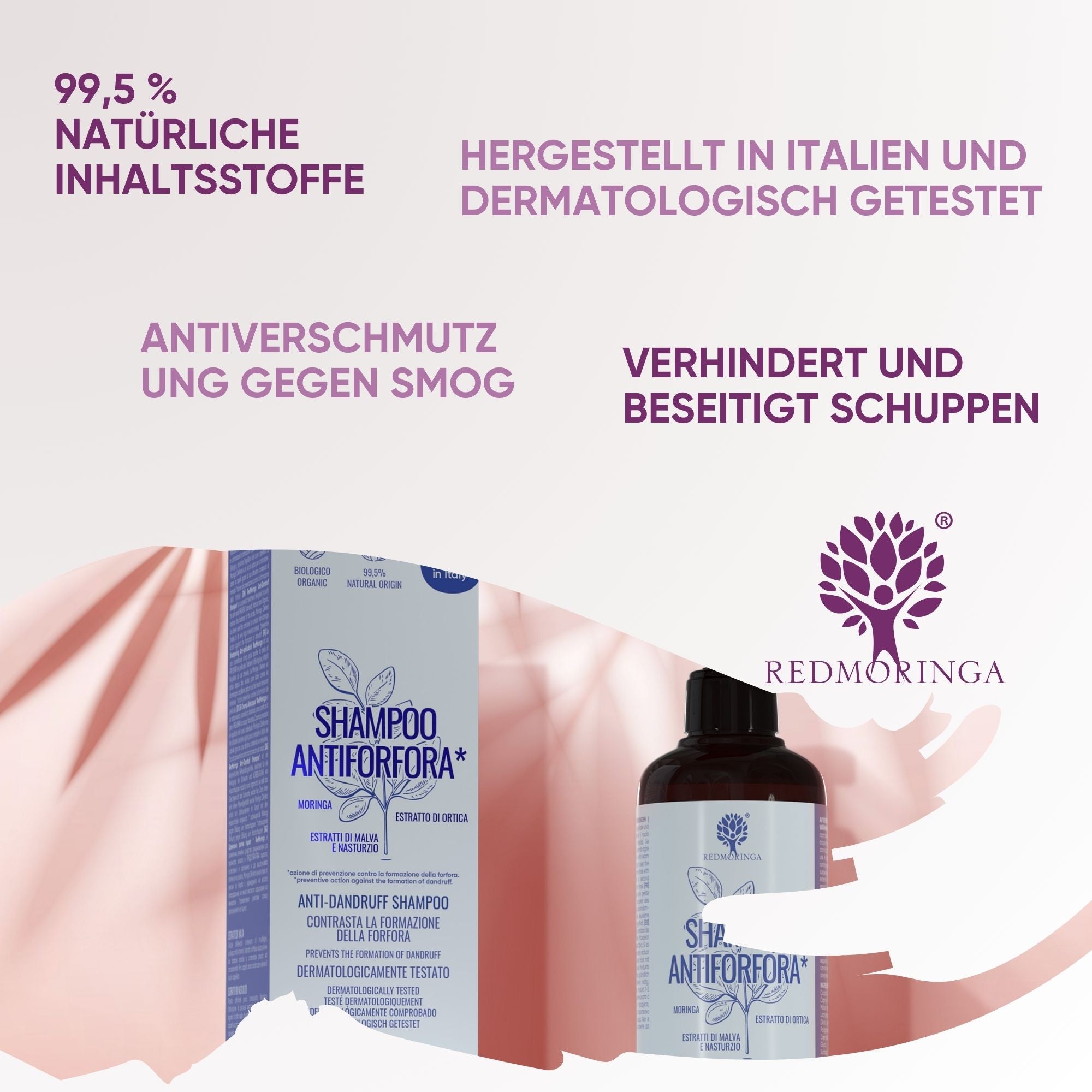 RedMoringa Shampoo antiforfora bio moringa nasturzio e ortica
