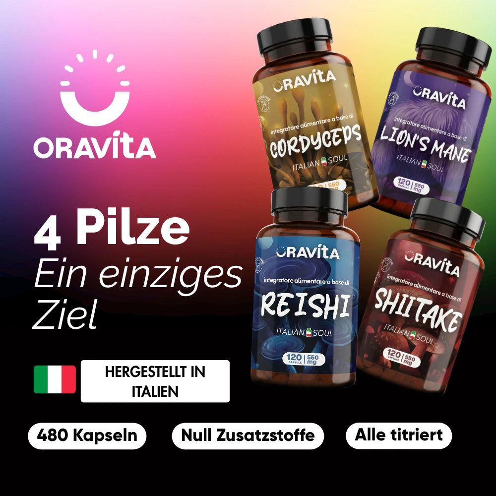 Oravita Funghi Kit integratore 4 funghi medicinali 2 mesi memoria