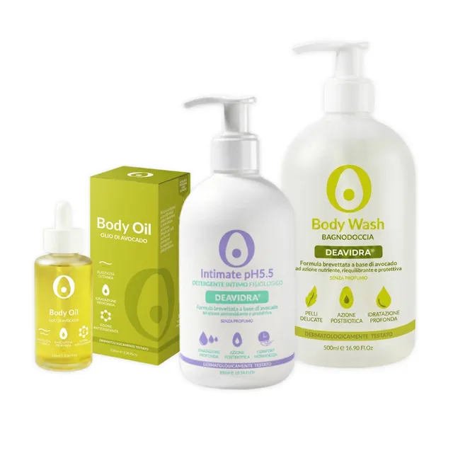 Deavocado Care Body Oil Body Wash Intimate pH 5.5 kit corpo 3 pezzi