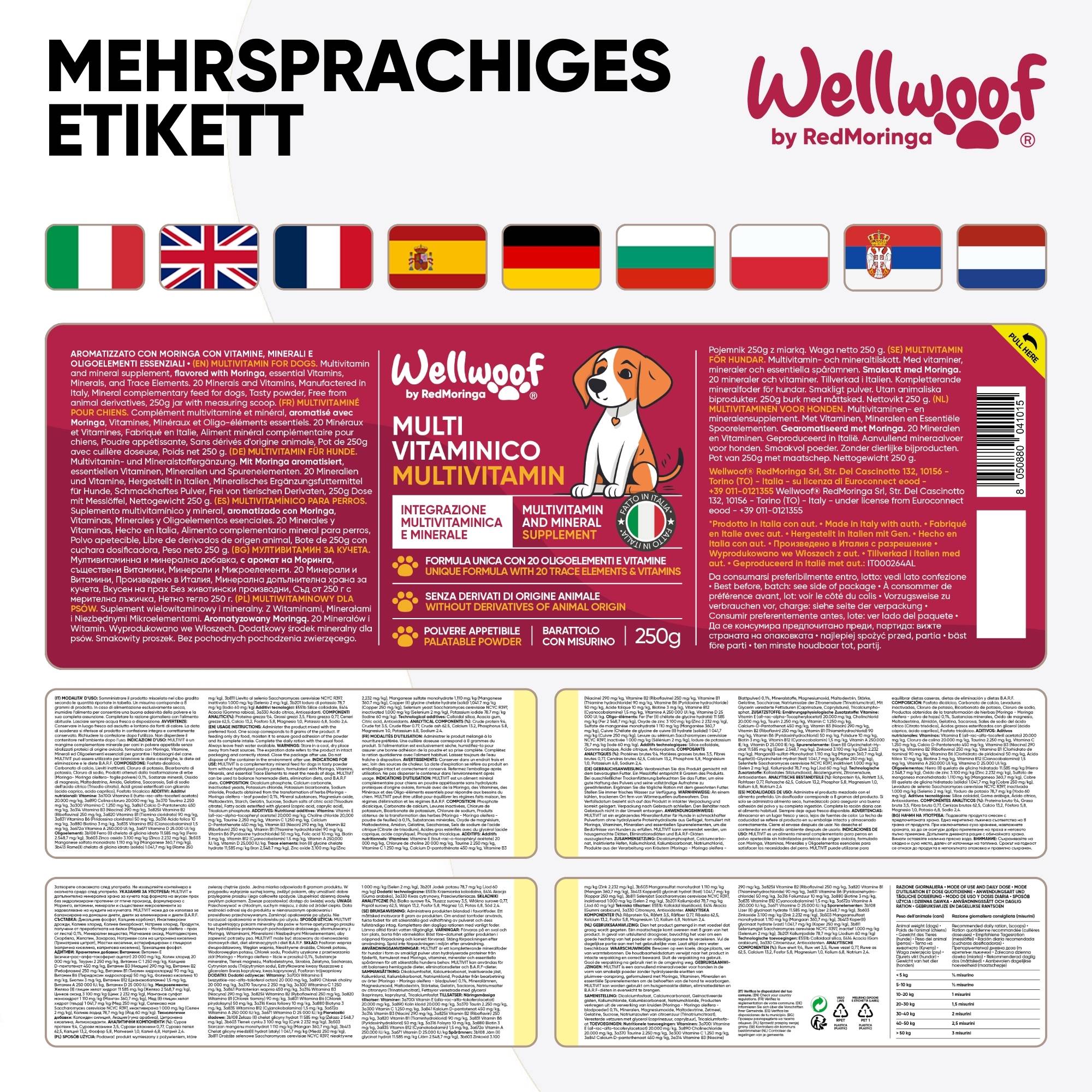 WellWoof Multivit Moringa integratore cane 1 barattolo energia