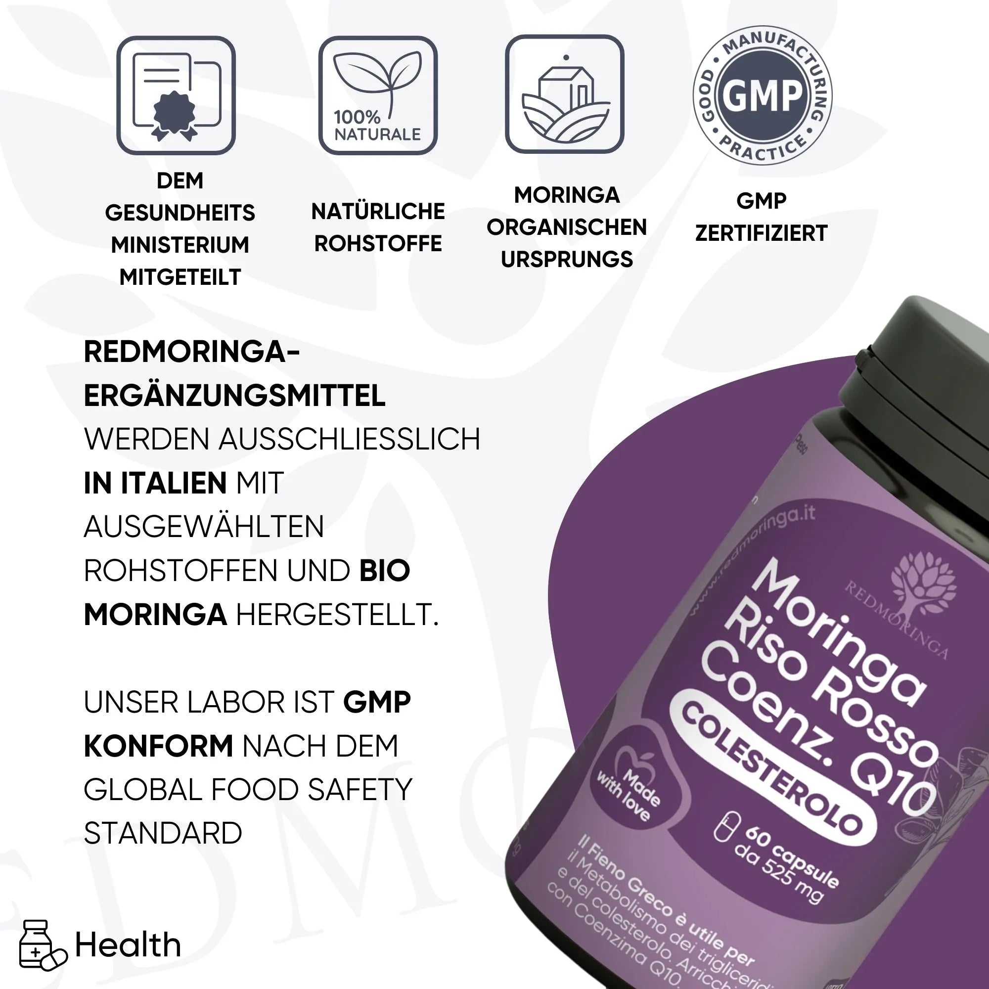RedMoringa Colesterolo Integratore Riso Rosso Q10 1 Flacone 60 Capsule