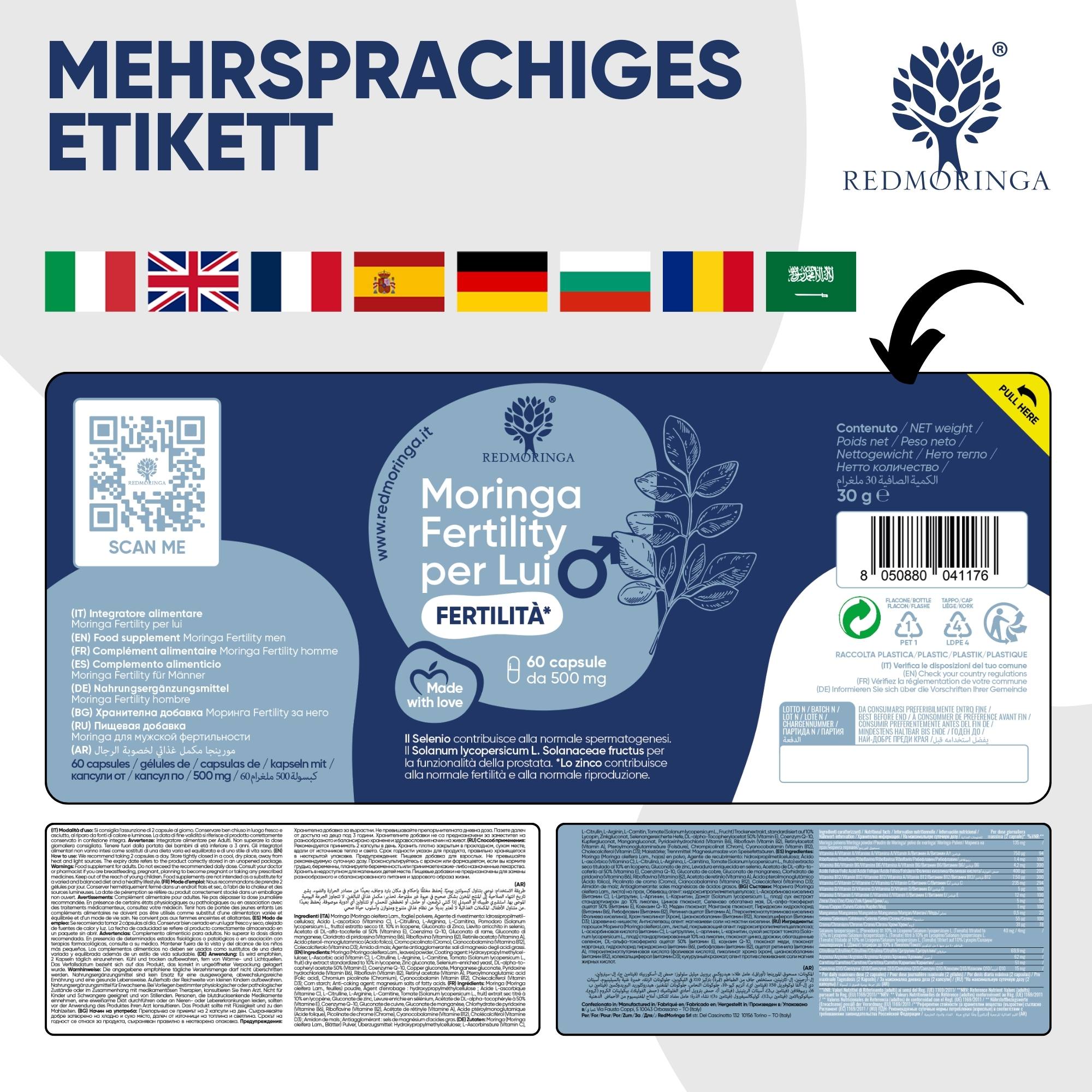 RedMoringa Fertilità Maschile integratore licopene 1 flacone