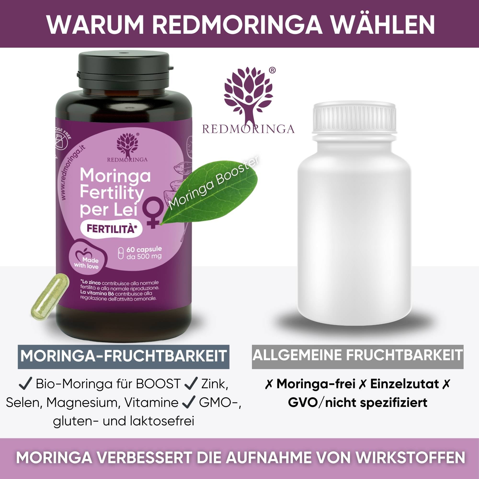 RedMoringa Fertility Lei Integratore Donna 1 Flacone Q10 Resveratrolo