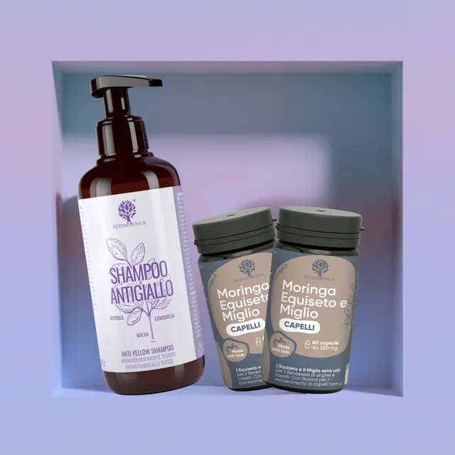 RedMoringa Trattamento Capelli Decolorati antigiallo 2+shampoo