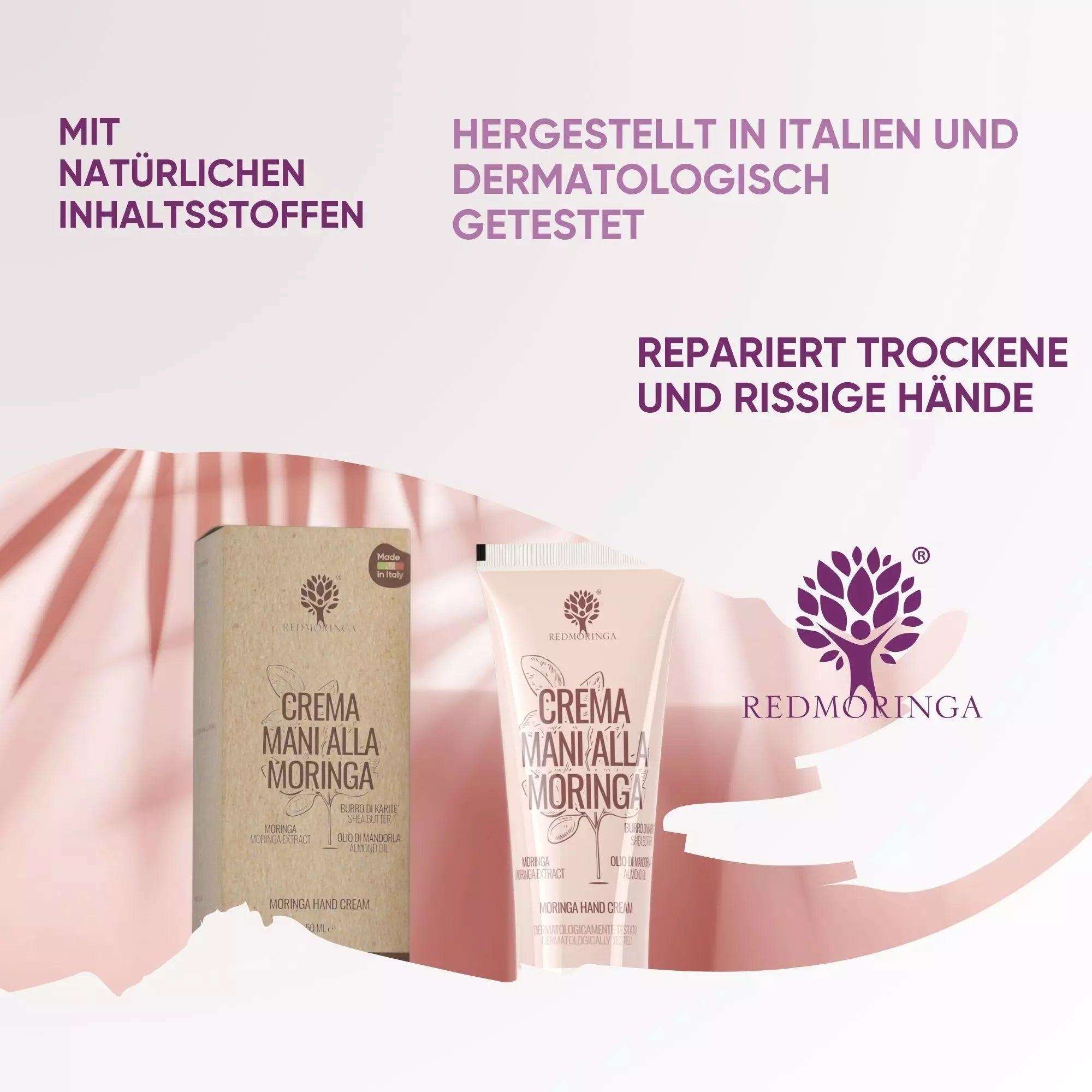RedMoringa Moringa crema mani secche karité mandorla