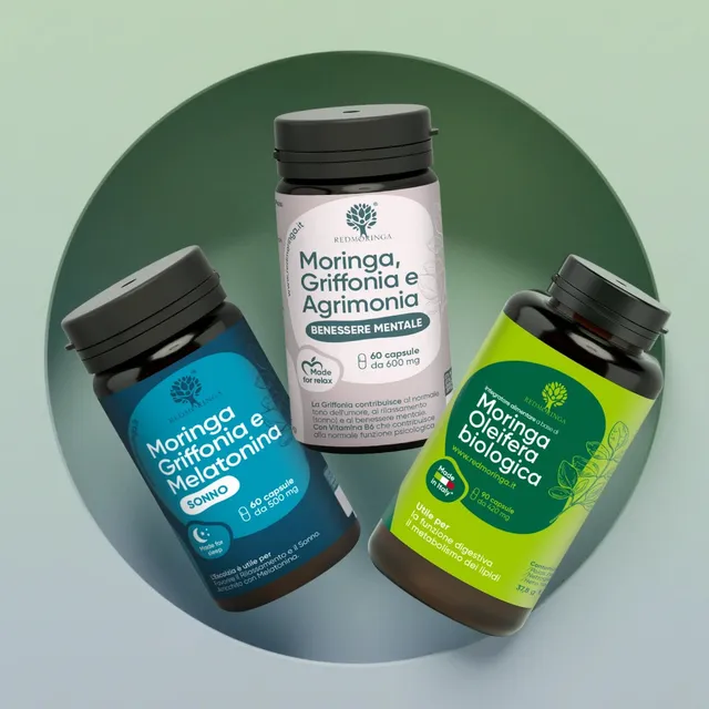 RedMoringa Trattamento Anti Ansia Stress Kit Griffonia Melatonina