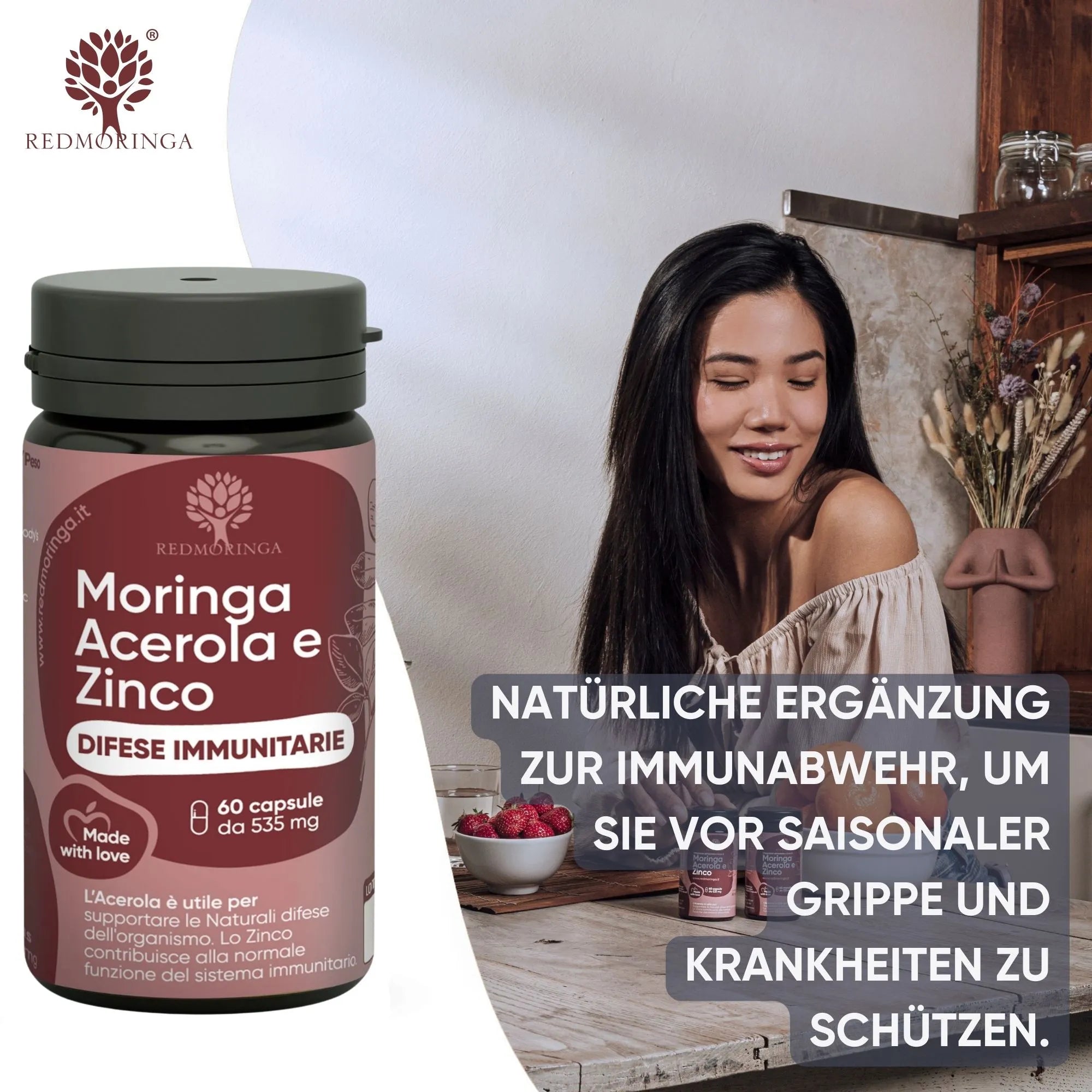 RedMoringa integratore difese immunitarie acerola zinco 1 flacone