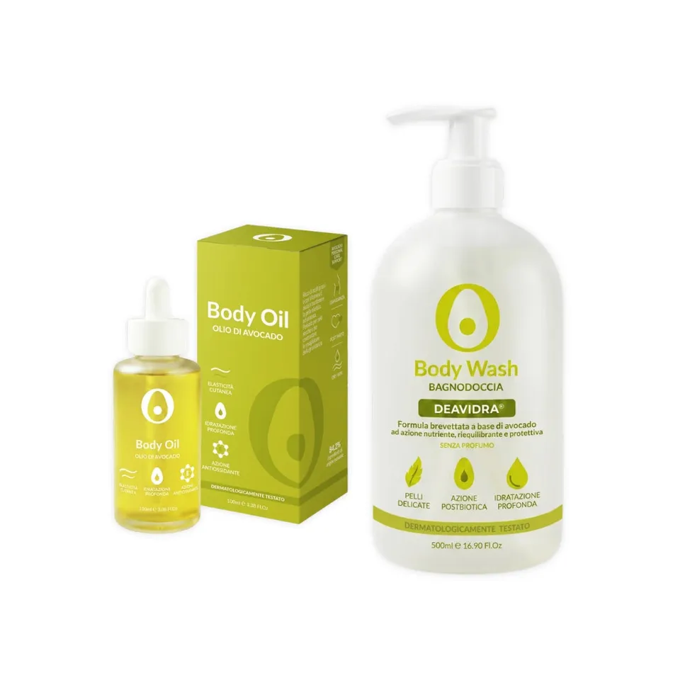 Deavocado Care Bundle kit corpo olio e detergente pelle secca