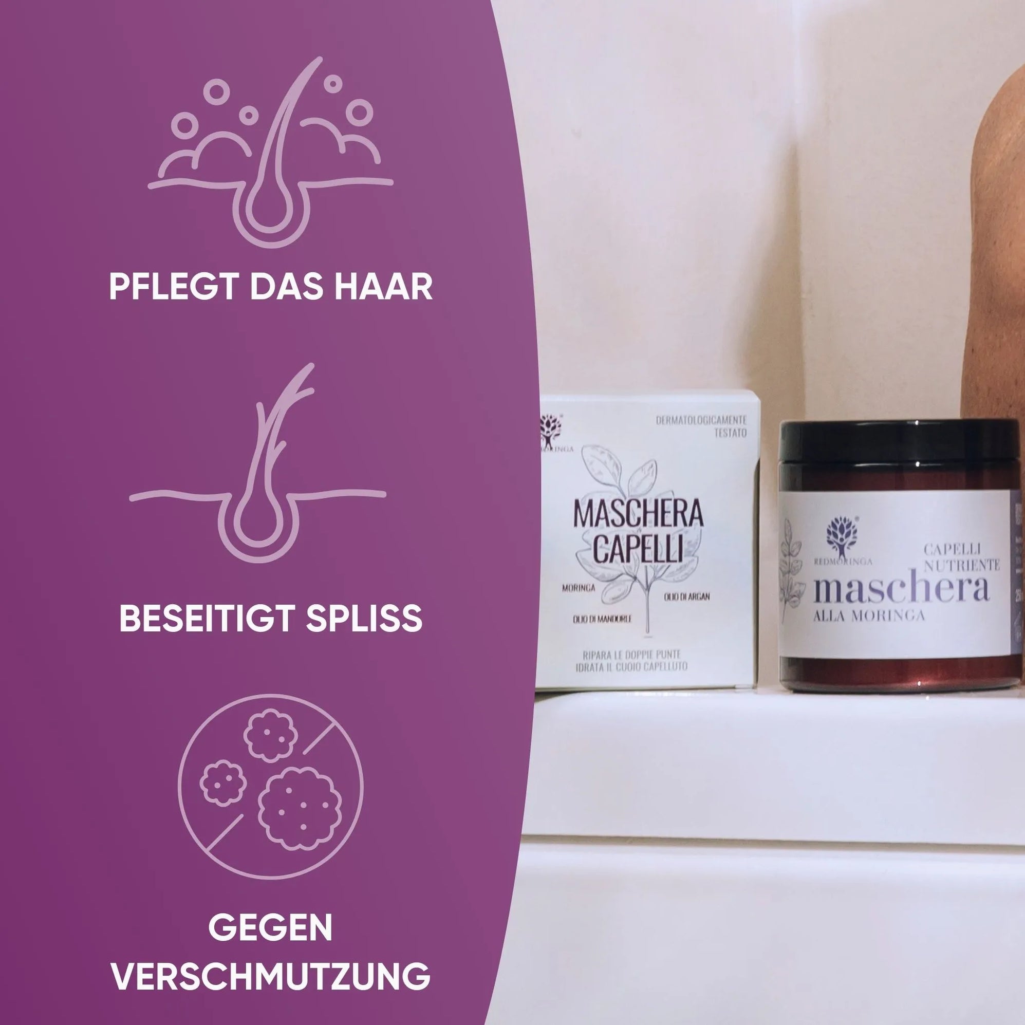 RedMoringa Maschera Capelli Moringa e Cocco per Capelli Secchi