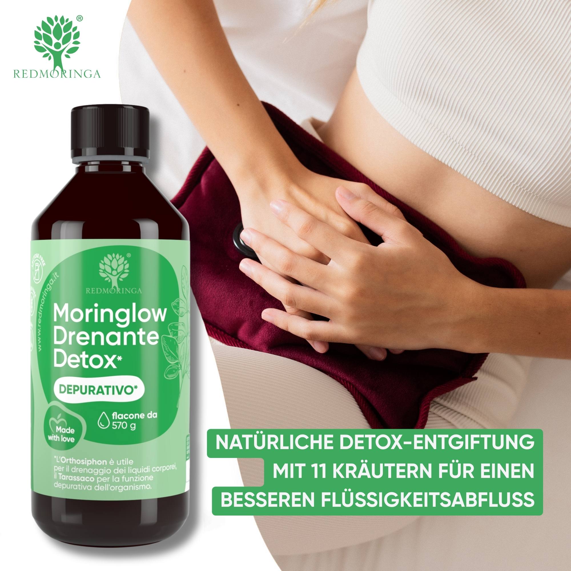 RedMoringa Moringlow Drenante Liquido Detox 500 ml 11 erbe