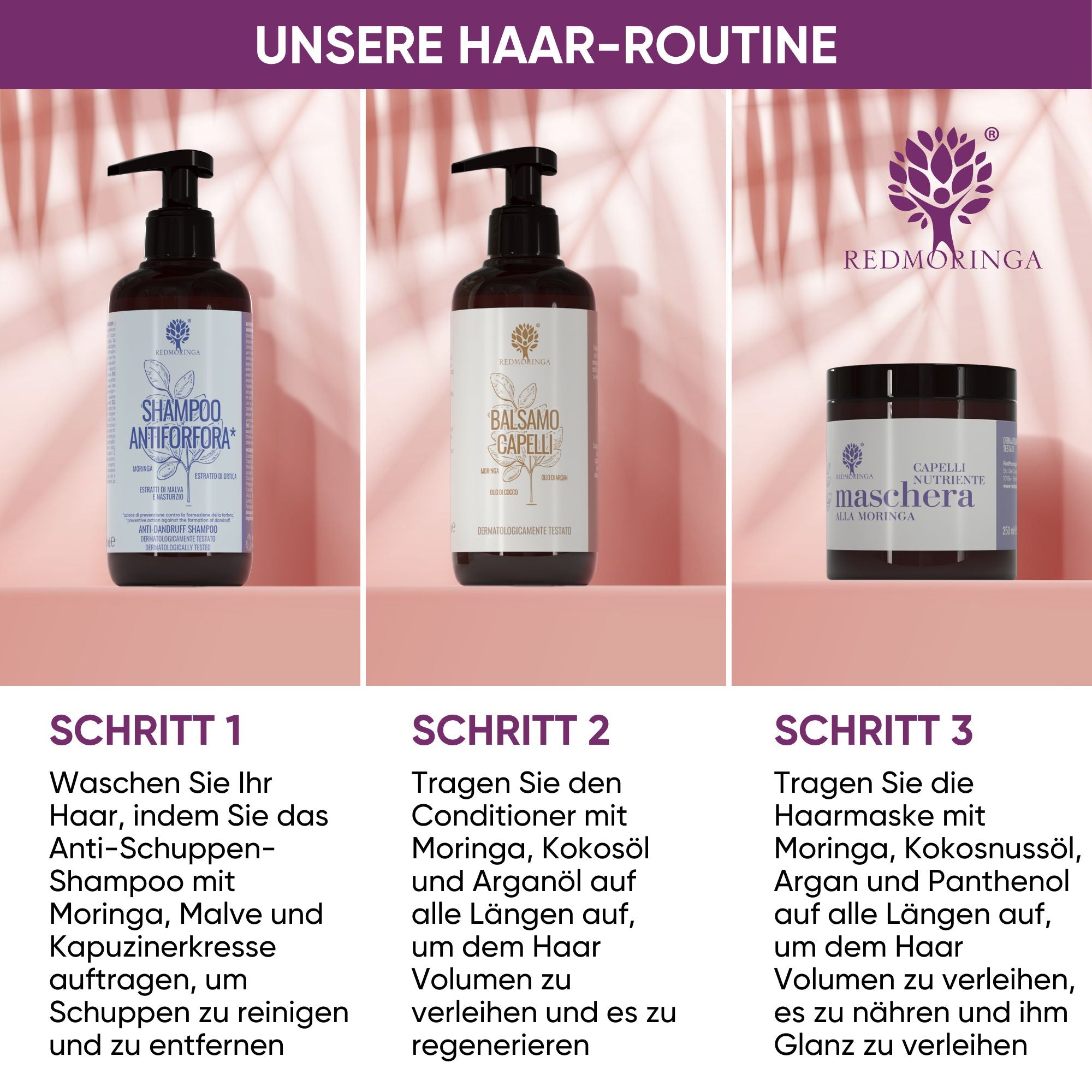 RedMoringa Shampoo antiforfora bio moringa nasturzio e ortica