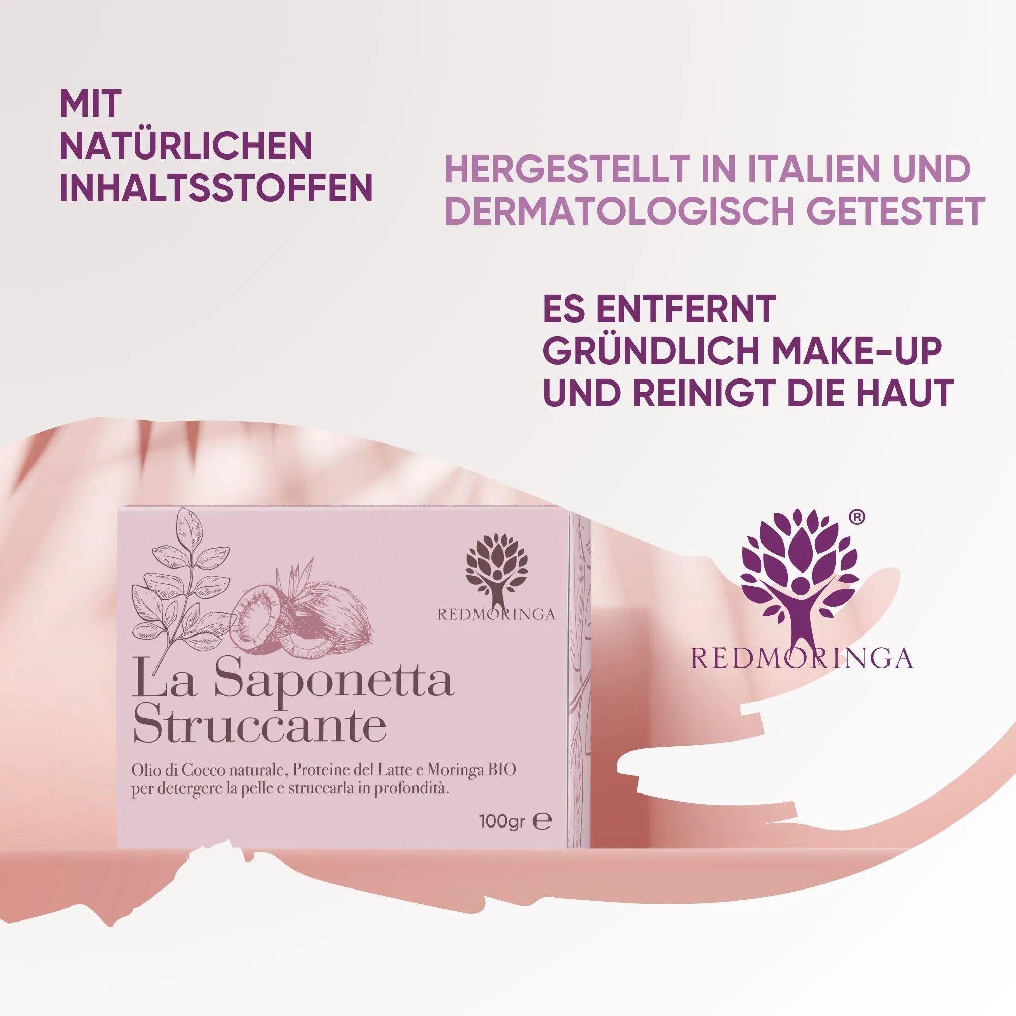 RedMoringa Saponetta Struccante Naturale Cocco Moringa Artigianale
