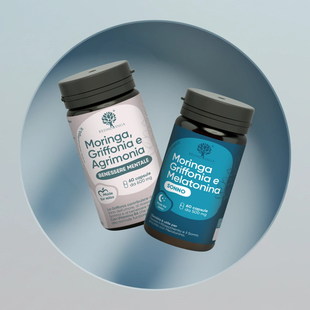 RedMoringa Set Relax e Sonno trattamento 5-HTP melatonina stress