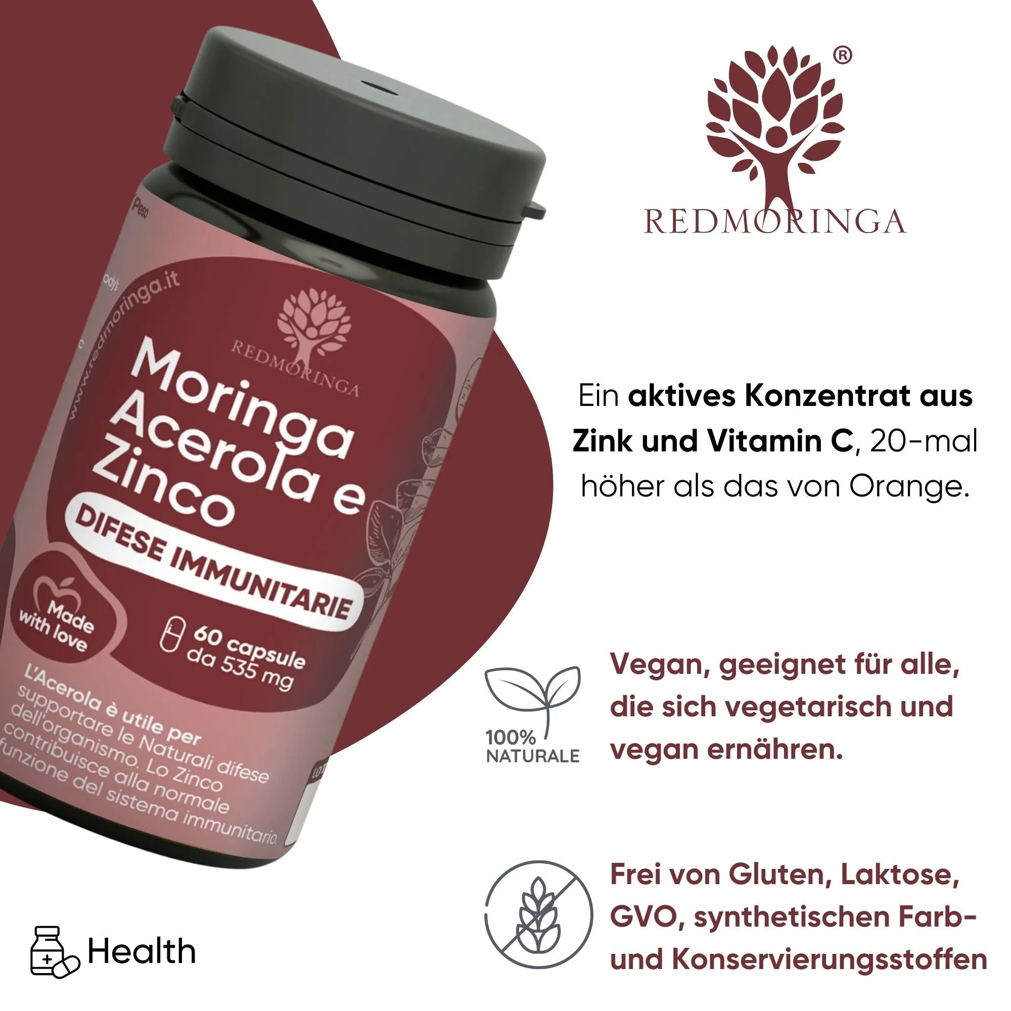 RedMoringa integratore difese immunitarie acerola zinco 1 flacone