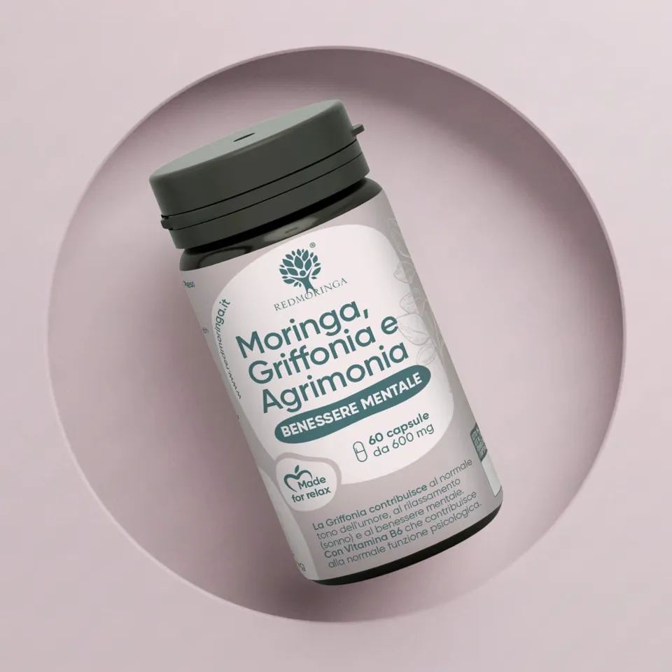 RedMoringa Griffonia 5HTP Agrimonia e Moringa Integratore 1 Flacone