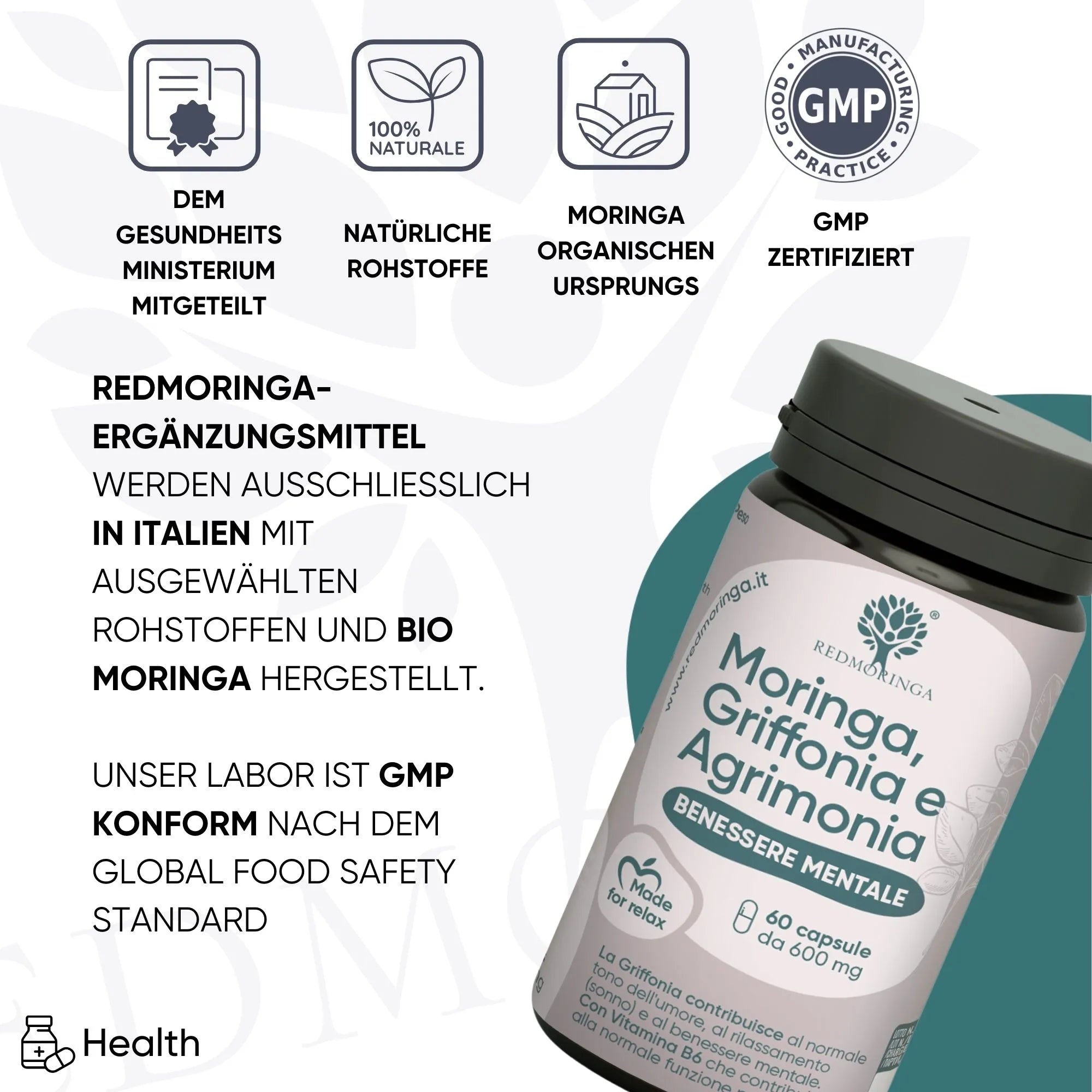 RedMoringa Griffonia 5HTP Agrimonia e Moringa Integratore 1 Flacone