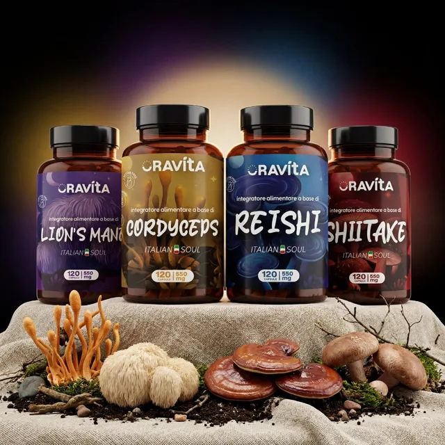 Oravita Funghi Kit integratore 4 funghi medicinali 2 mesi memoria