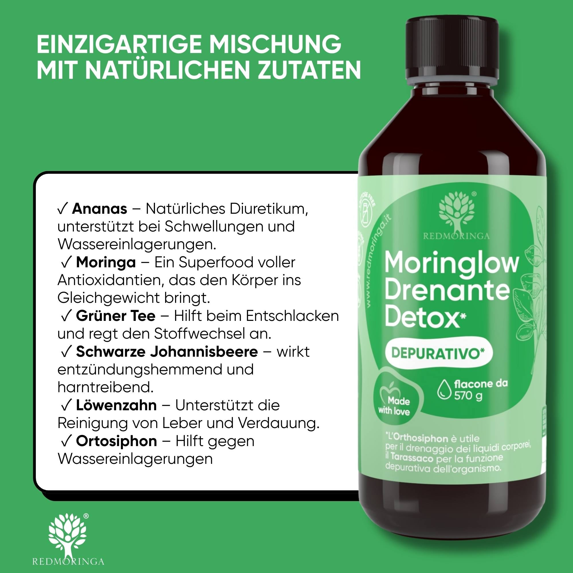 RedMoringa Moringlow Drenante Liquido Detox 500 ml 11 erbe
