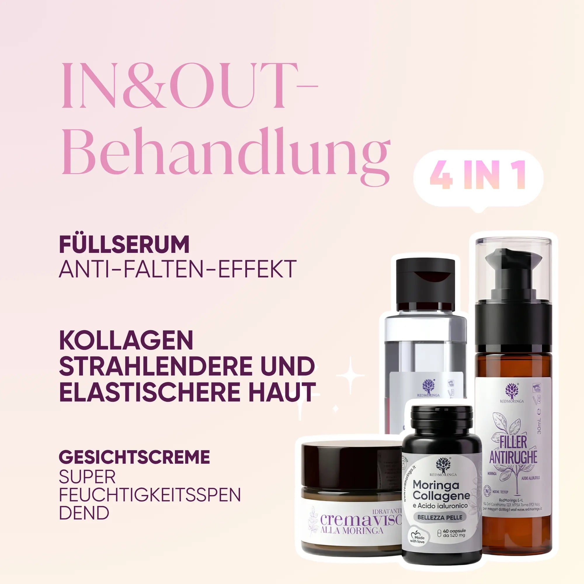 RedMoringa Kit Estate In & Out Trattamento Viso 4 Pezzi Collagene