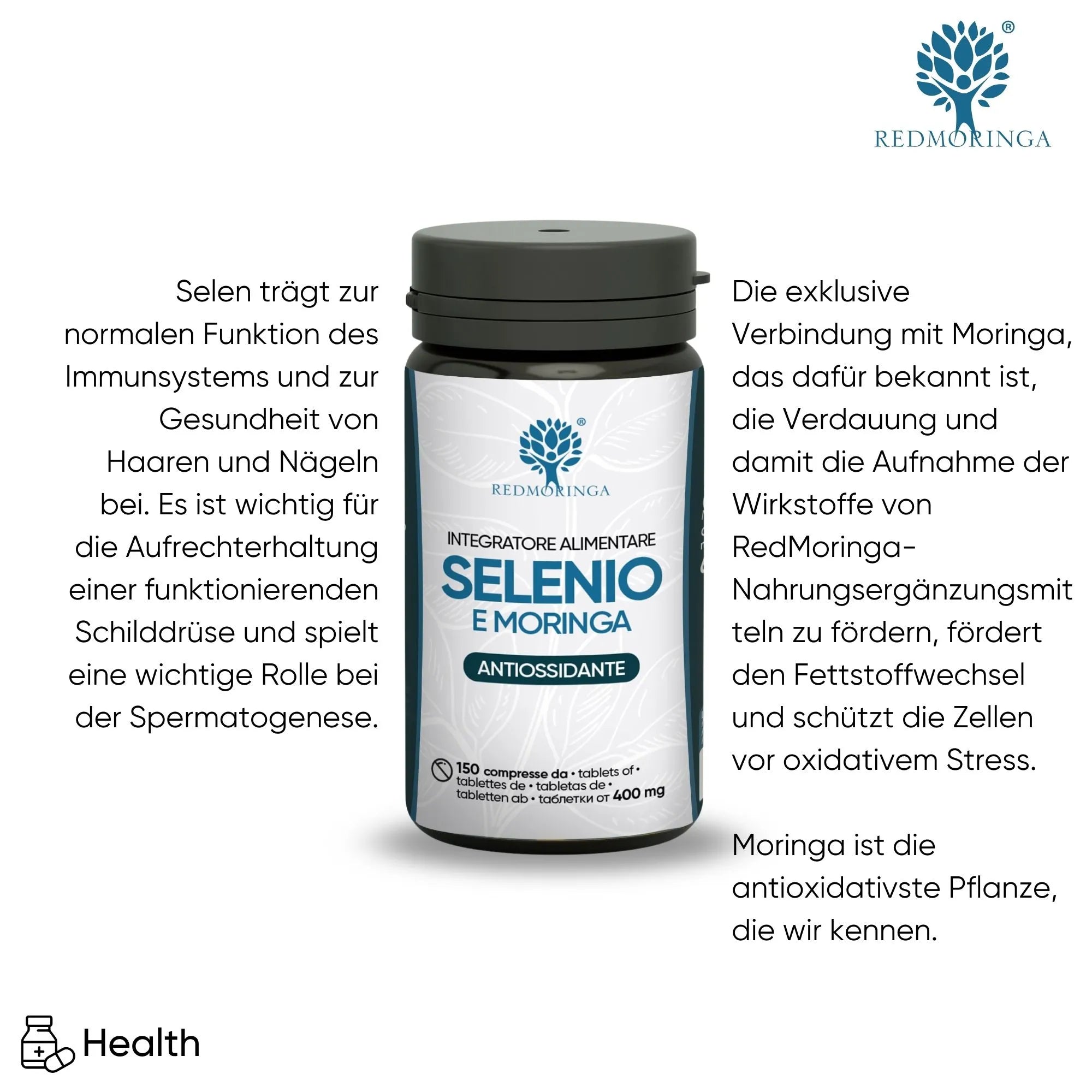 RedMoringa Selenio e Moringa Integratore 1 Flacone Tiroide