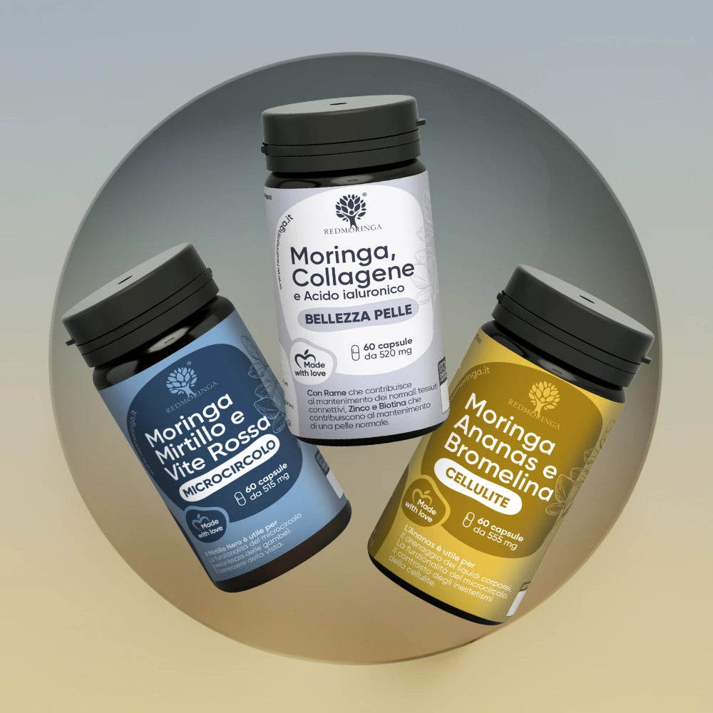 RedMoringa Gambe Perfette Moringa kit integratori ritenzione 2 mesi