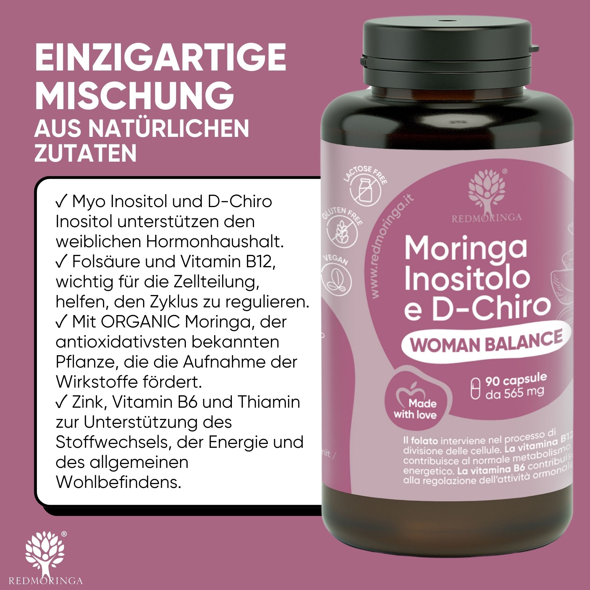 RedMoringa Inositolo Moringa integratore 1 flacone ciclo ormoni