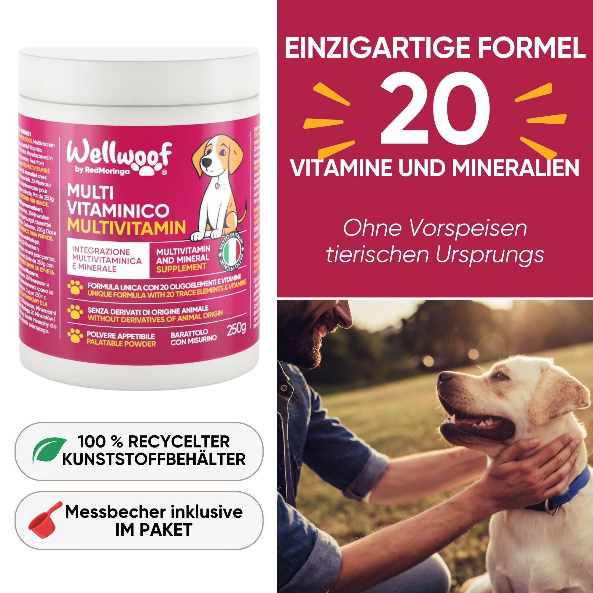 WellWoof Multivit Moringa integratore cane 1 barattolo energia