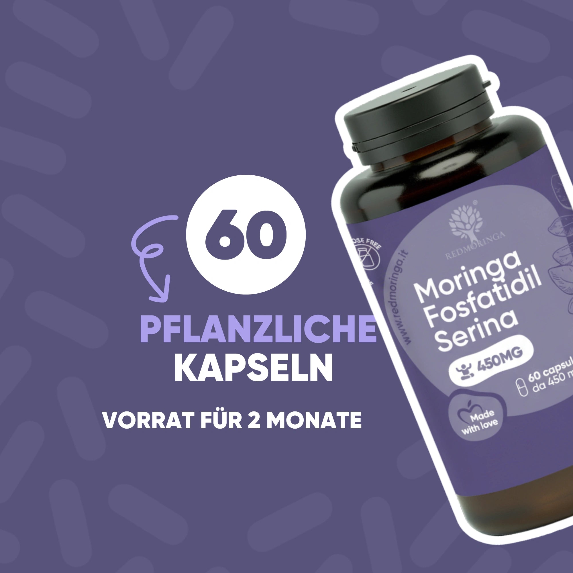 RedMoringa Fosfatidilserina 450 mg Moringa Integratore 1 Flacone Stress