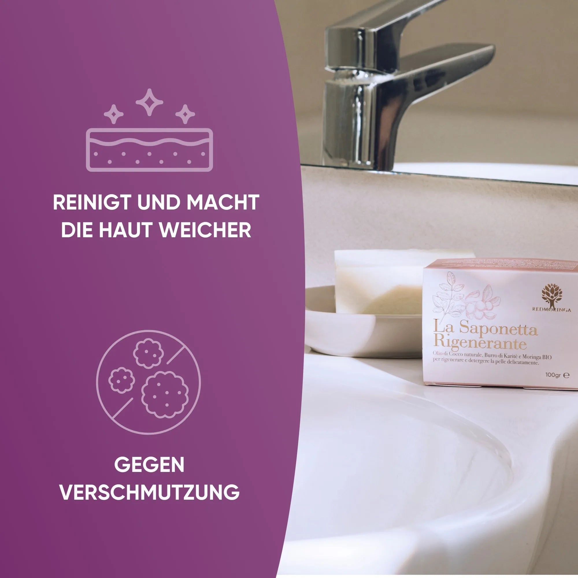 RedMoringa Saponetta Rigenerante Karite Saponetta Viso Moringa Bio