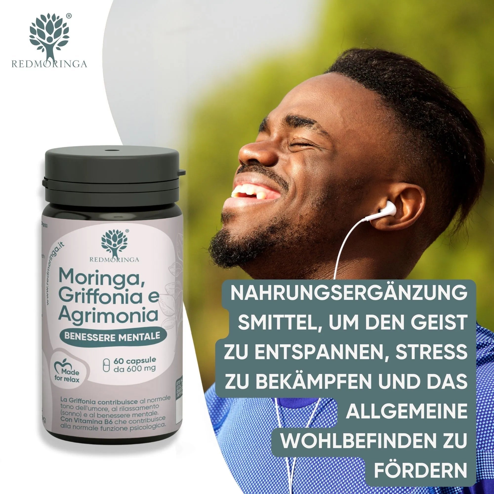 RedMoringa Griffonia 5HTP Agrimonia e Moringa Integratore 1 Flacone