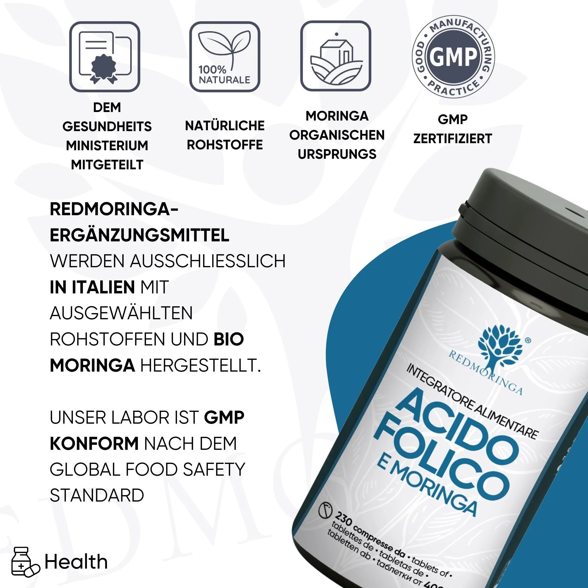 RedMoringa Integratore Gravidanza Acido Folico Moringa 1 flacone