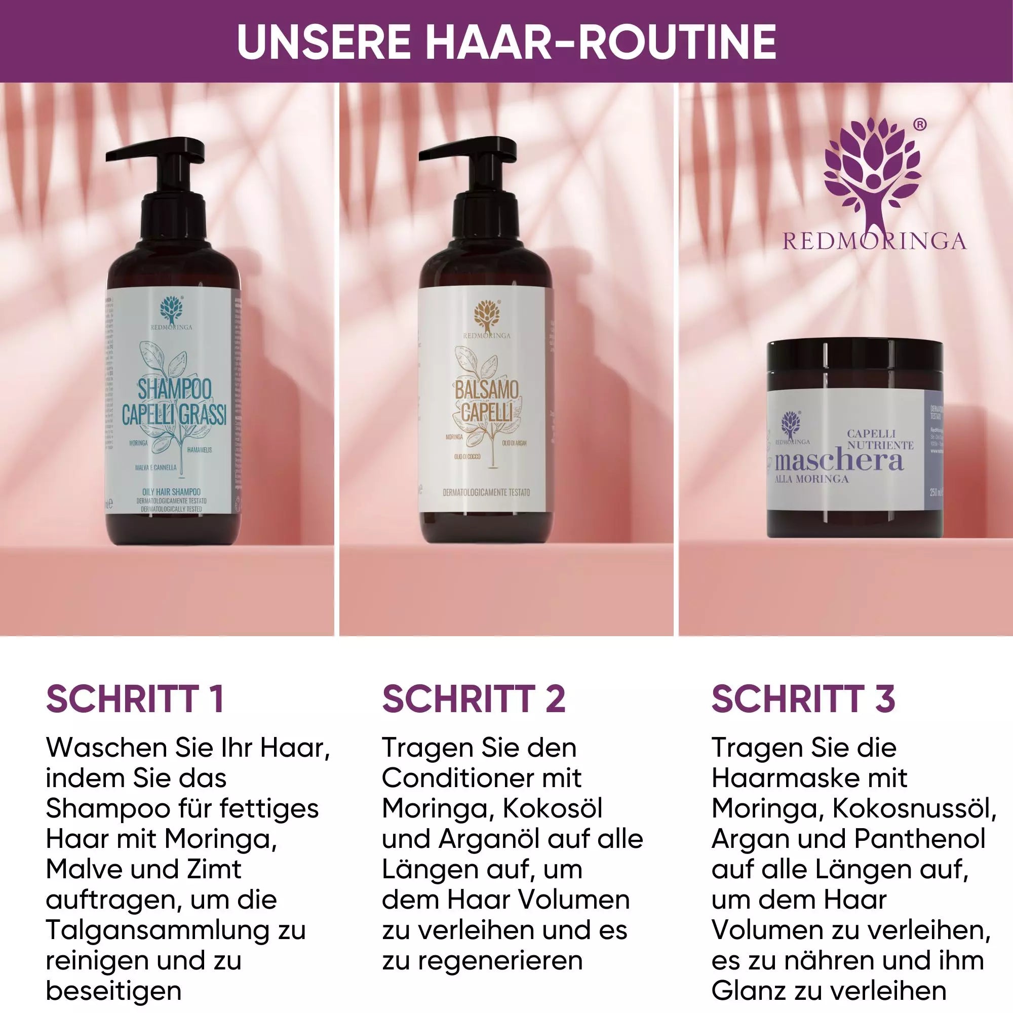 RedMoringa Shampoo Capelli Grassi Bio Moringa Amamelide