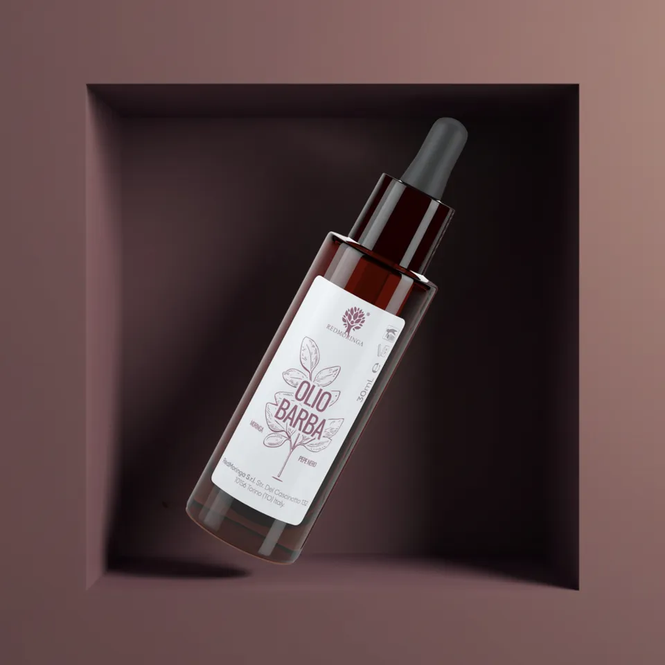 RedMoringa Olio Barba argan jojoba macadamia pepe nero