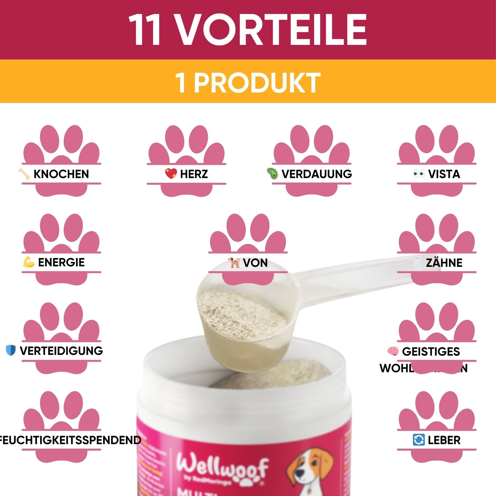 WellWoof Multivit Moringa integratore cane 1 barattolo energia