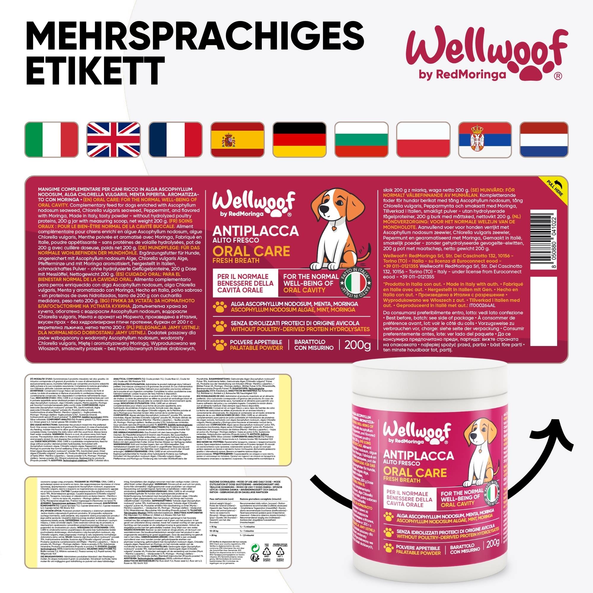 WellWoof Oral Care integratore antitartaro cani 1 barattolo alga
