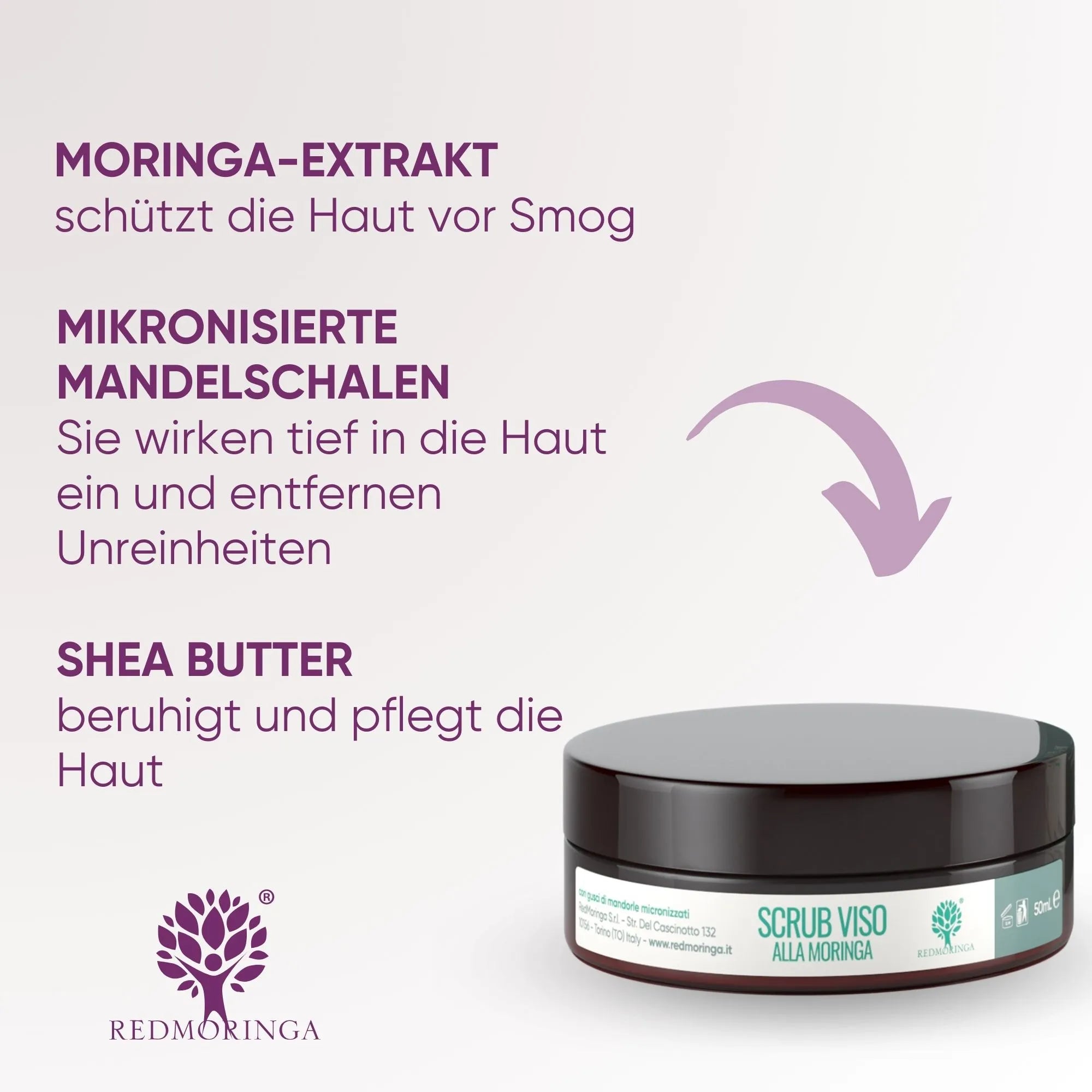 RedMoringa Scrub Viso Naturale pelli grasse e delicate