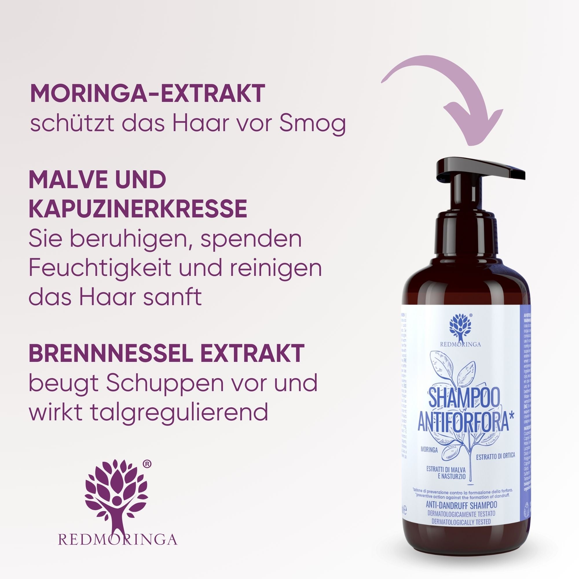 RedMoringa Shampoo antiforfora bio moringa nasturzio e ortica