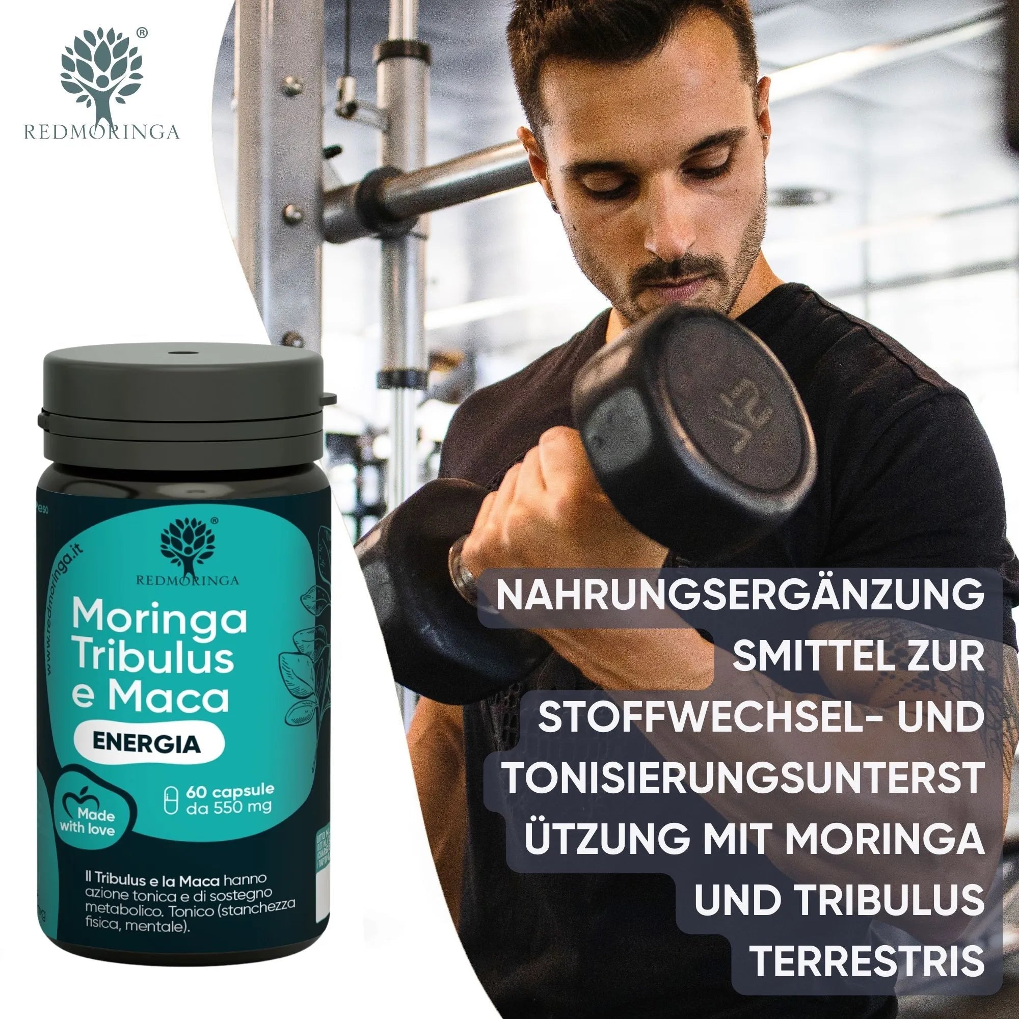 RedMoringa Tribulus Maca Integratore Energia 1 Flacone Resistenza