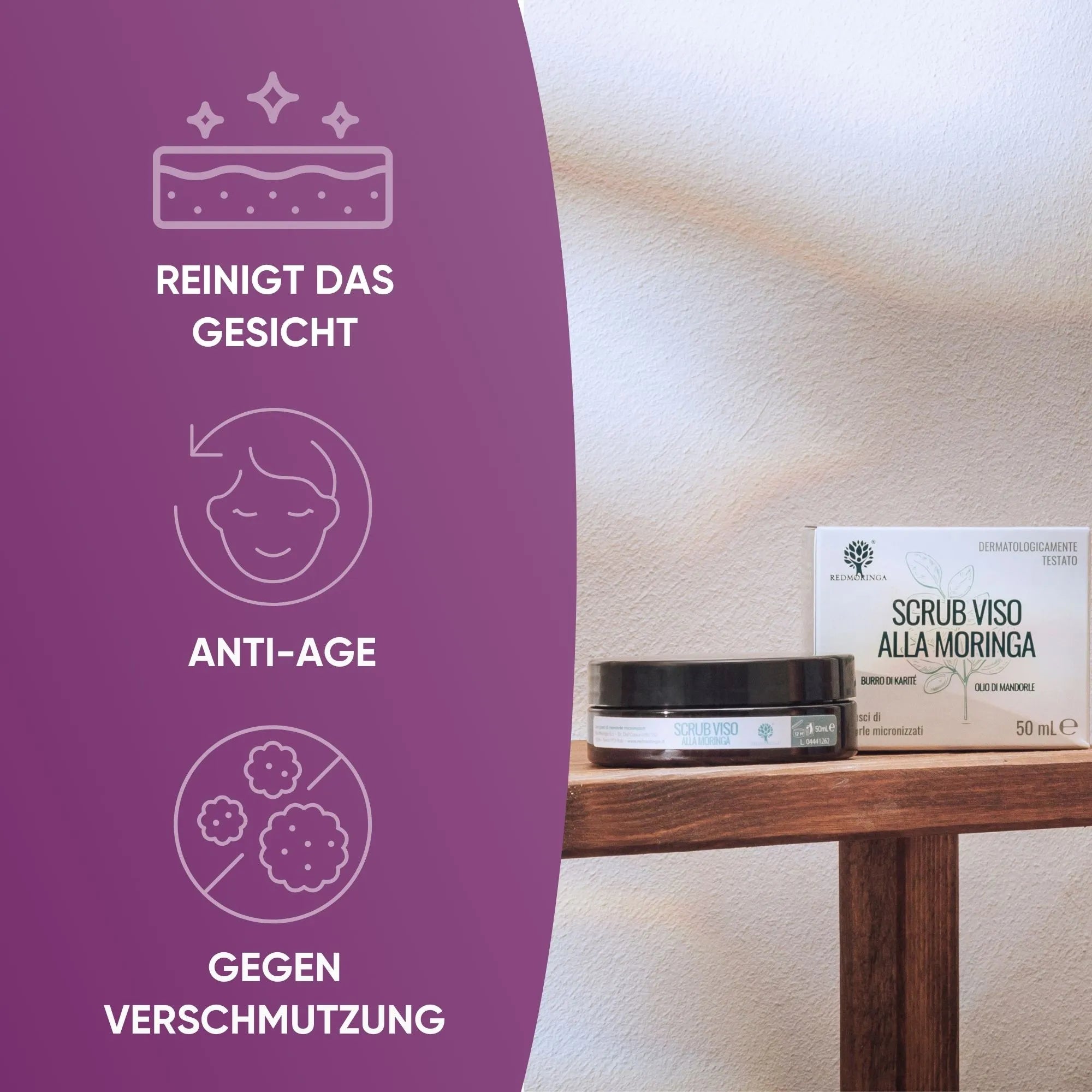 RedMoringa Scrub Viso Naturale pelli grasse e delicate
