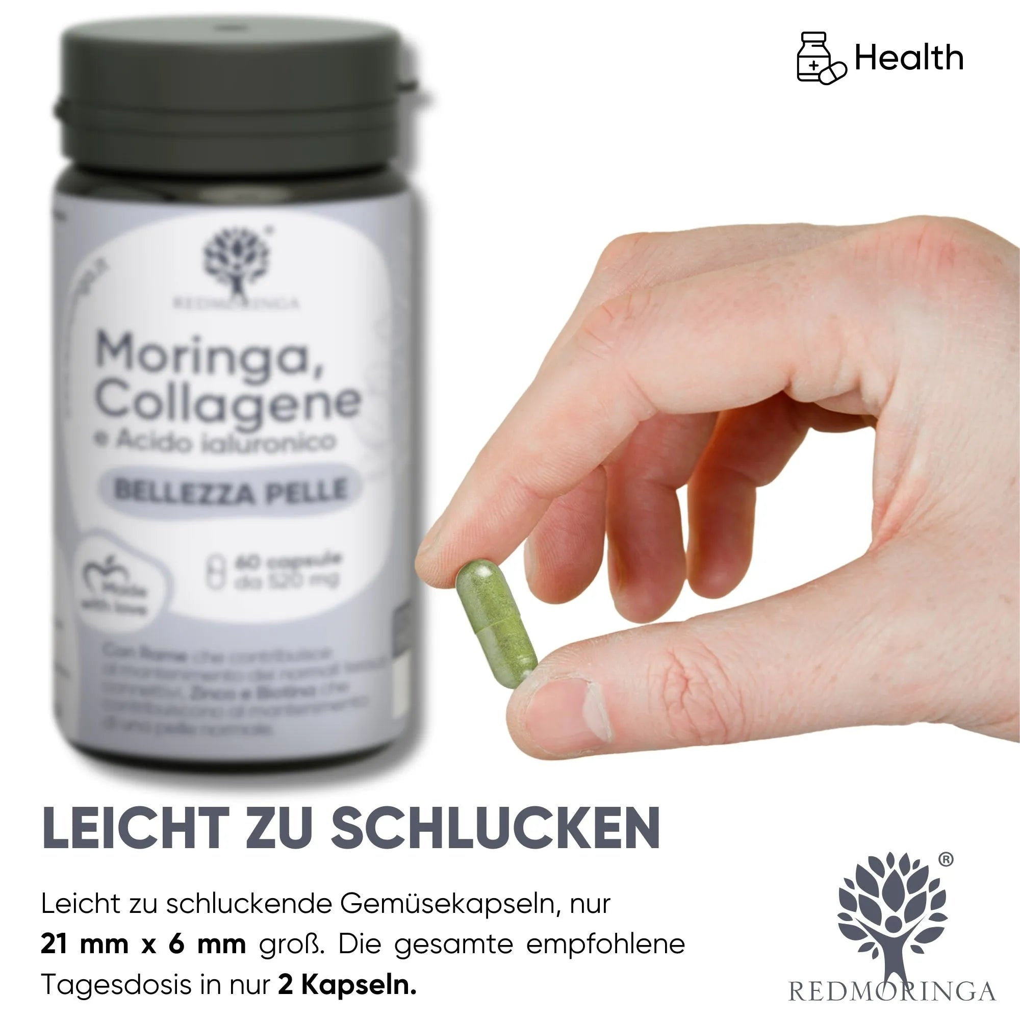 RedMoringa Pelle Perfetta Collagene e Acido Ialuronico Integratore 1 Flacone