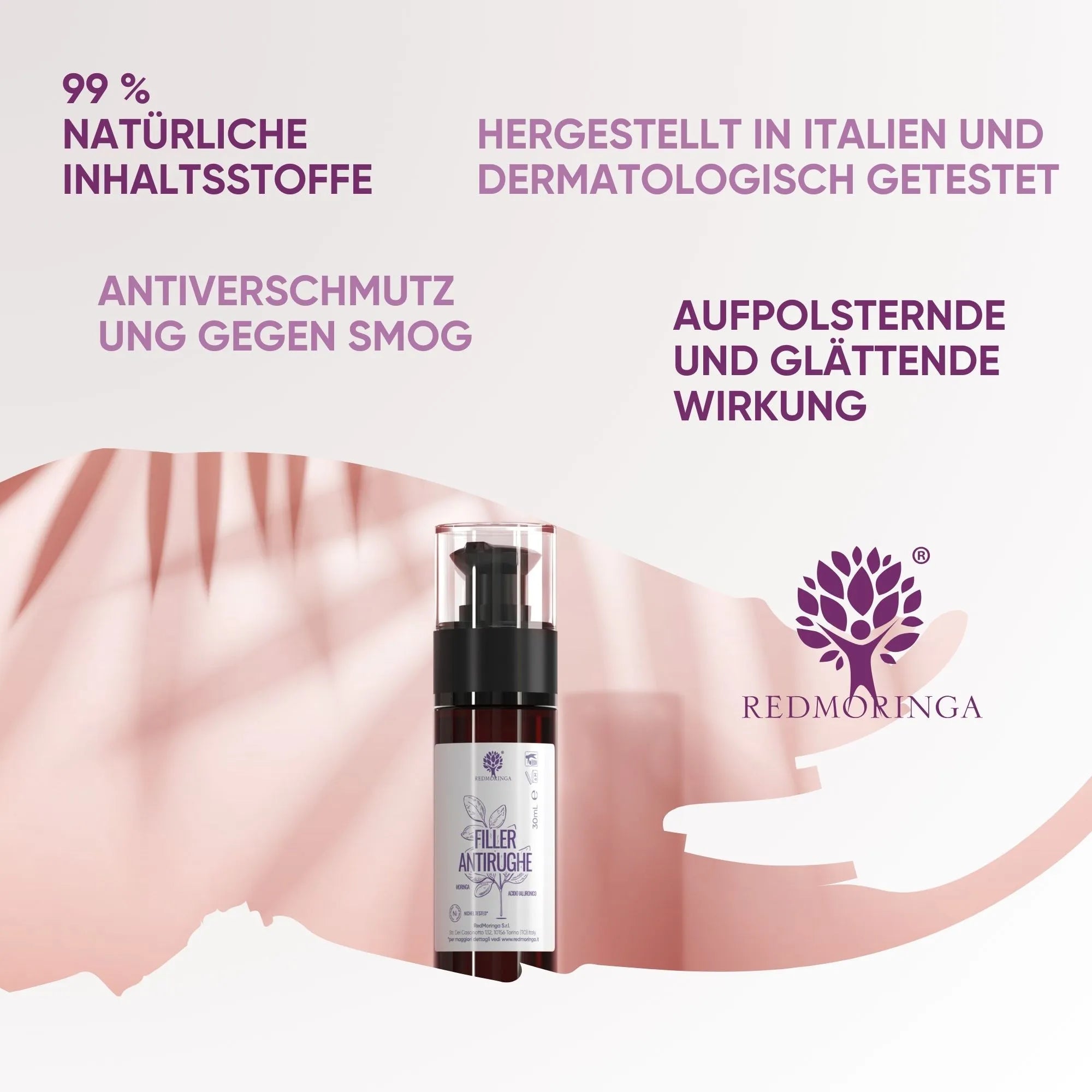 RedMoringa Filler Antirughe siero acido ialuronico effetto immediato
