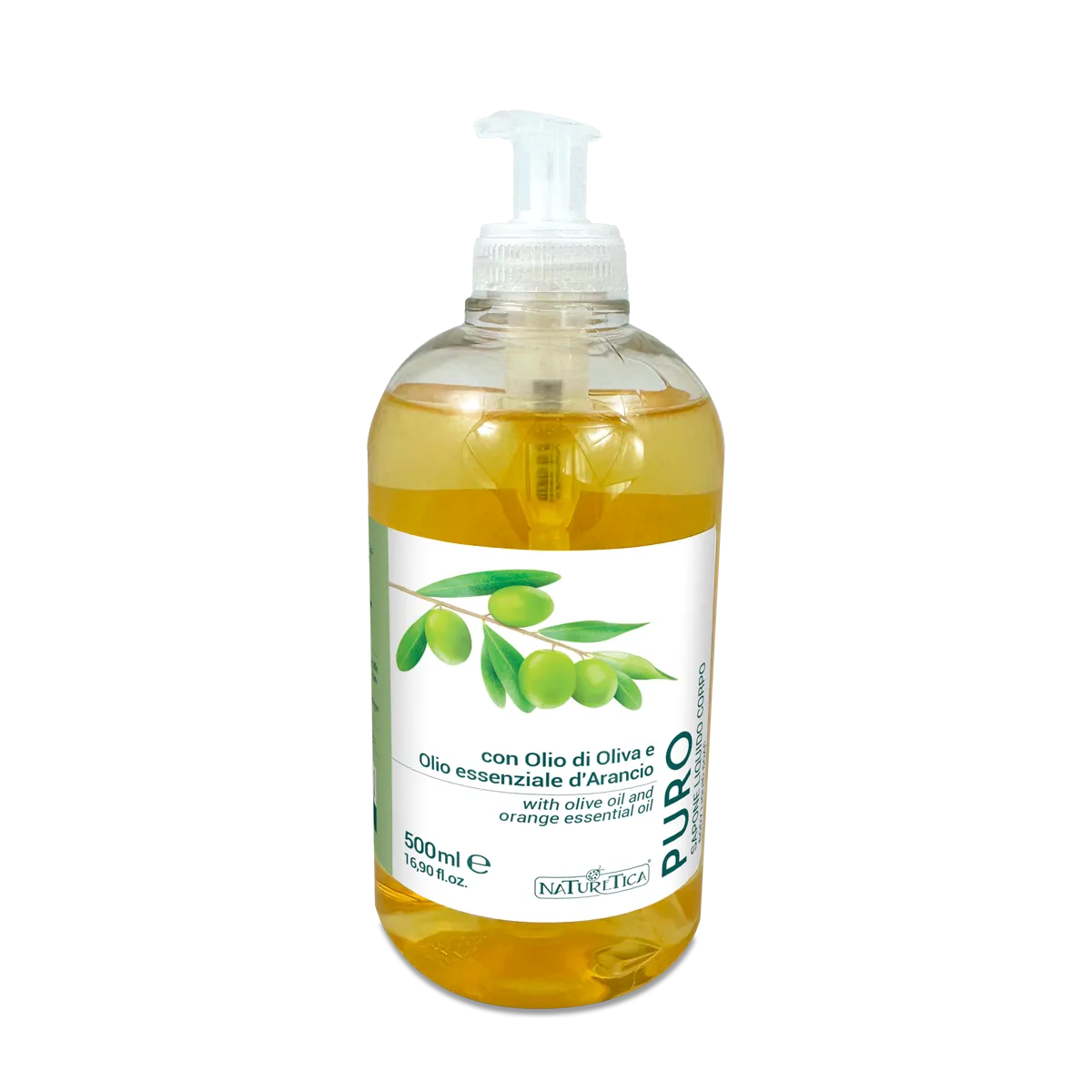 Naturetica Bielli Puro sapone liquido corpo oliva arancio pH 5.5