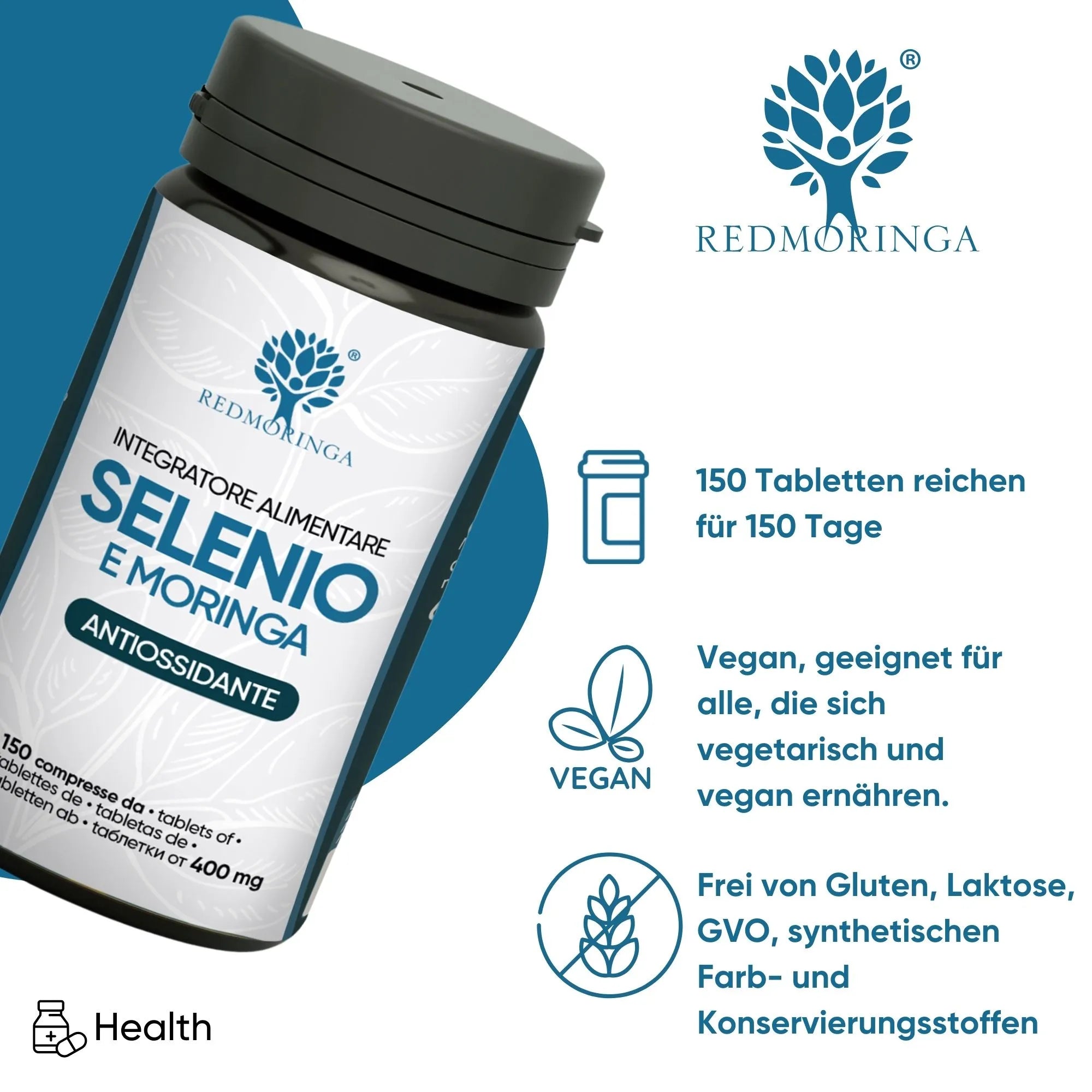 RedMoringa Selenio e Moringa Integratore 1 Flacone Tiroide