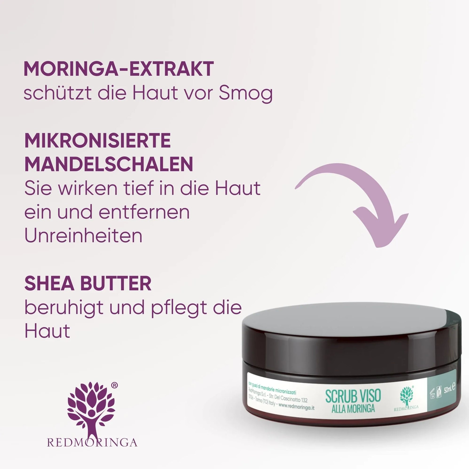 RedMoringa Scrub Viso naturale pelle grassa e delicata
