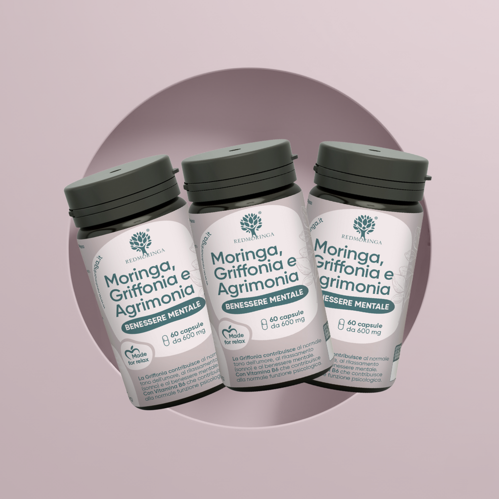 RedMoringa Griffonia 5HTP integratore 60 capsule per stress