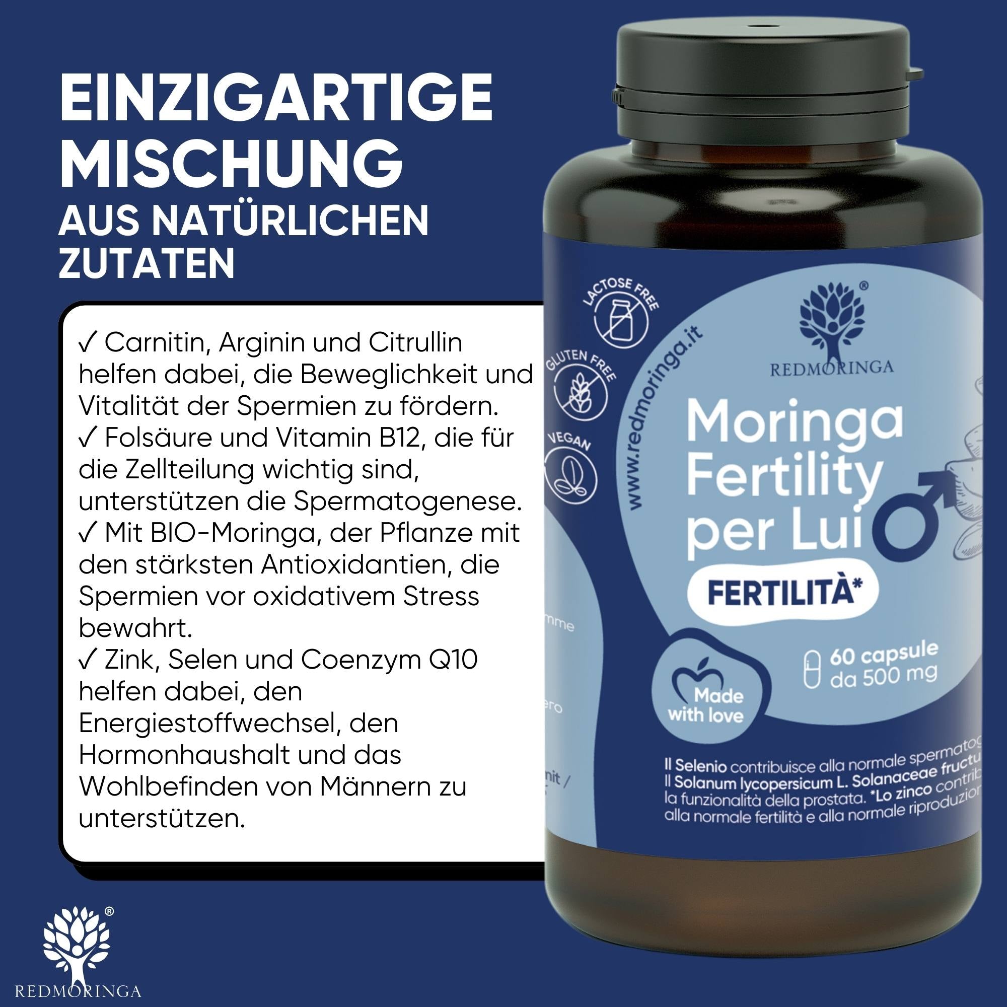 RedMoringa Fertilità Maschile integratore licopene 1 flacone