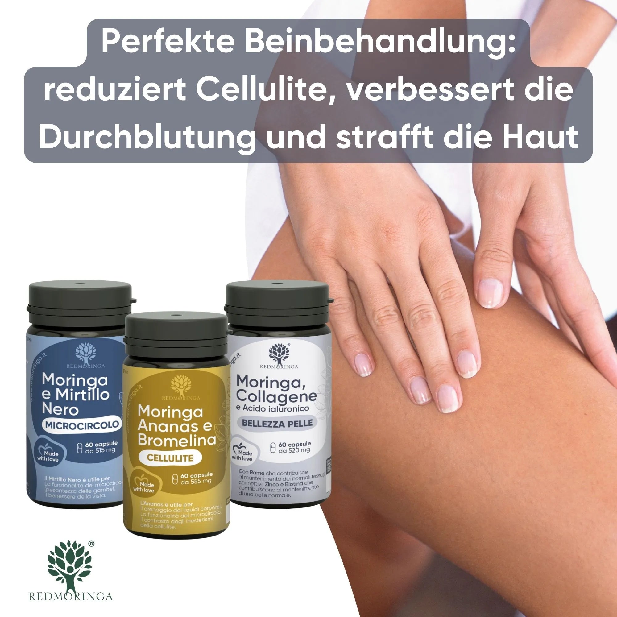 RedMoringa Gambe Perfette Moringa kit integratori ritenzione 2 mesi