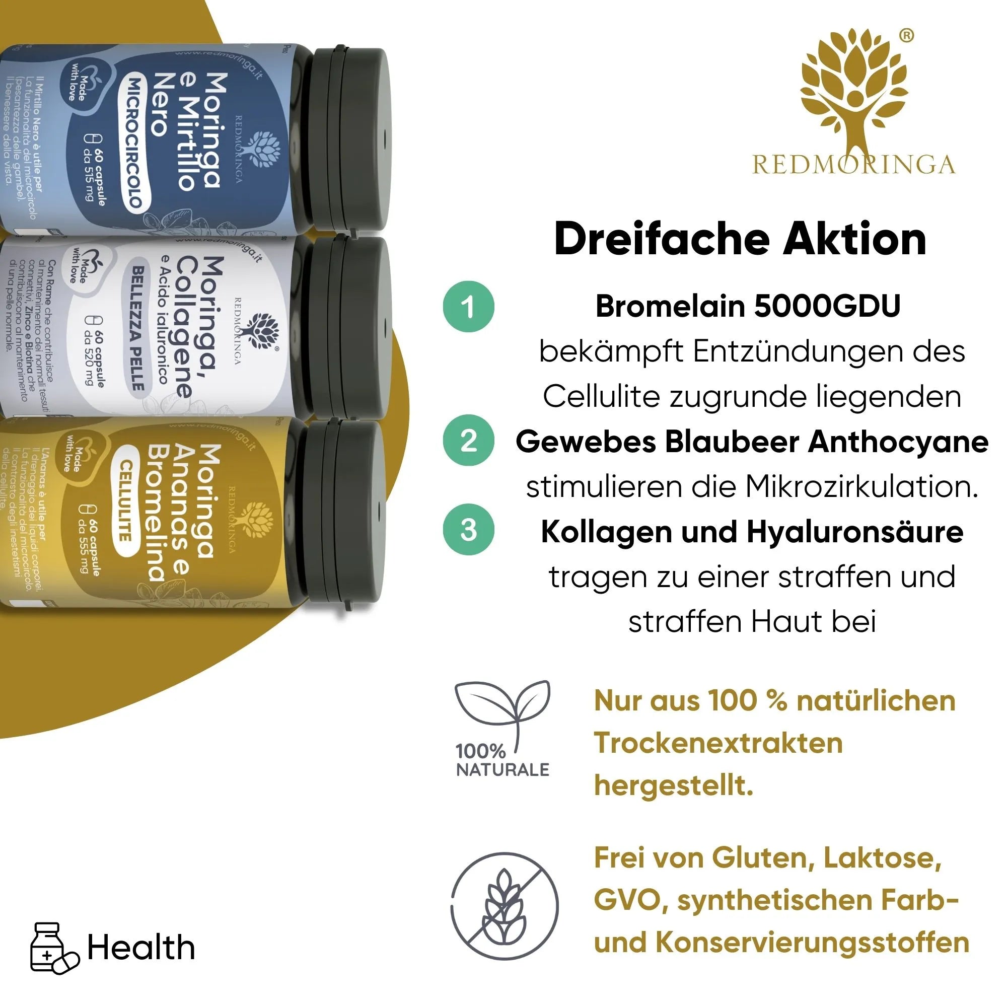 RedMoringa Gambe Perfette Moringa kit integratori ritenzione 2 mesi